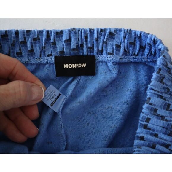 Monrow Women Sz S Blue L/S Button-Up Shirt & Jogger Pants Oversized 2-Pc Set - Picture 9 of 14